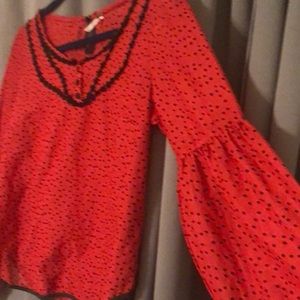 Free people Sheer polkadot lace shirt